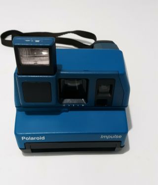 Vintage Blue Polaroid Impulse 600 Film Instant Camera W/ Pop Flash