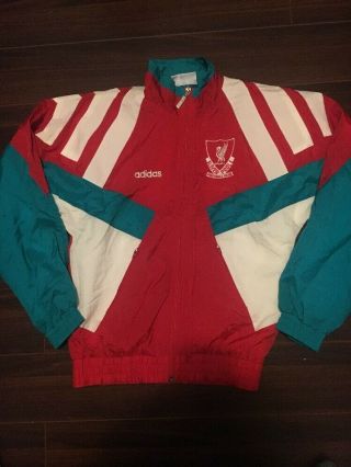 Vintage Adidas Liverpool Fc Warm Up Jacket Windbreaker Small 90s Trefoil