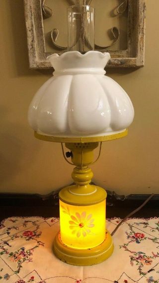 Vintage Toleware Boudoir Table Lamp Melon Shade