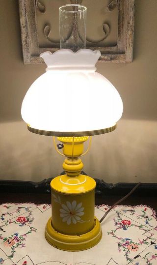 Vintage Toleware Boudoir Table Lamp Melon Shade 2