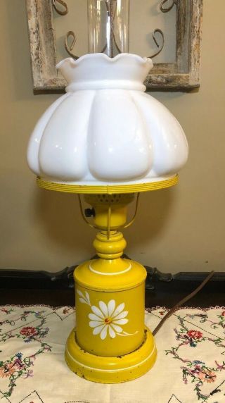 Vintage Toleware Boudoir Table Lamp Melon Shade 4