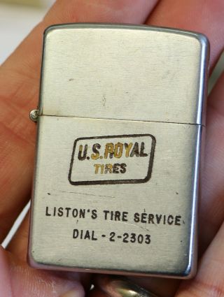 Vintage Zippo Cigarette Lighter Us Royal Tires Liston 