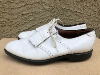 Vintage White Leather Kiltie Saddle Oxford Dress Golf Shoes Men 