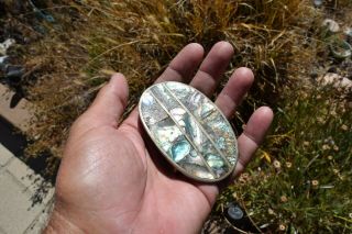 Vintage Abalone Taxco Mexico Belt Buckle