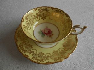 Vintage Paragon Yellow And Pink Rose Teacup And Saucer Hm Queen & Queen Mary