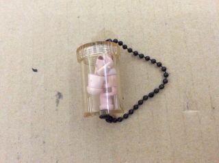 Vintage Ww2 Us Army Issue Earplugs In Plastic Jar W/ Lid Bead Chain Field Gear