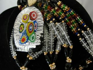 Vintage Italian Venetian Murano Glass Beads Millifiore Pendant Necklace