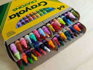 1990 Vintage 64 Crayola Crayons - Red Crayon & Sharpener - Binney & Smith
