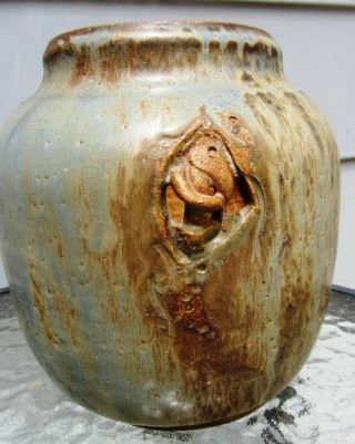 Vintage 60s Mid Century Modern Art Pottery Vase Lava Glaze Drip