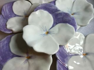 Vintage Italy Hand Painted Pansy Plates 6.  5 " For Bonwit Teller Set 6