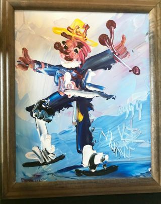 Morris Katz Clown Vintage Oil Painting On 8x10 Board Signed 1994