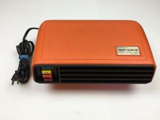 Vintage Mid Century Mod Intermatic Heatwave Portable Heater Orange Great