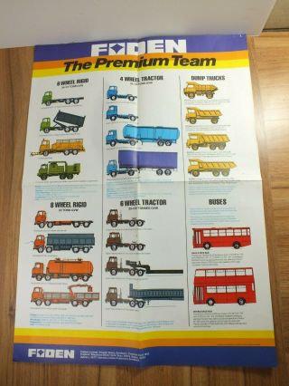 Vintage Foden Sales Poster - Tractor,  Trucks,  Rigid & Buses - C1980s