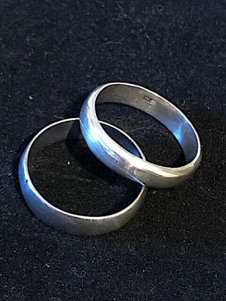 Two Vintage Sterling Silver Wedding Bands ?/ Rings.  Sizes P/q & N1/2.