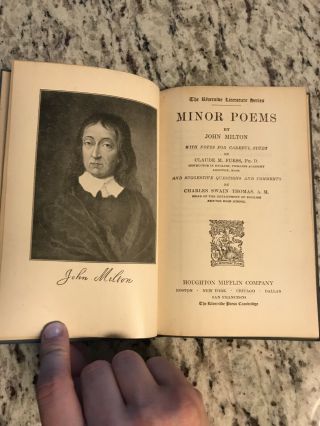 1914 Antique Poetry Book " Minor Poems " By John Milton