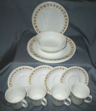 VINTAGE CORELLE BUTTERFLY GOLD DISHES DINNER PLATES LUNCHEON BOWLS CUPS MUGS, 2