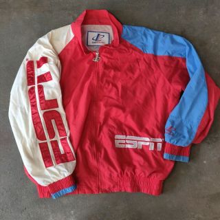 Vtg 80s/90s Espn Sports Logo Athletic Colorblock Windbreaker Jacket Adult Xl