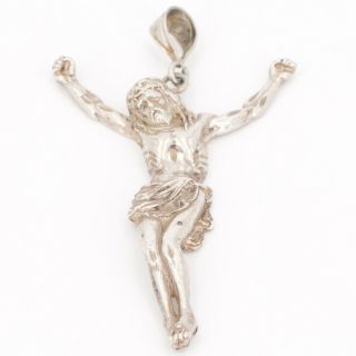 Vtg Sterling Silver - Jezlaine Jesus Christ Crucifix Religious Pendant - 36g
