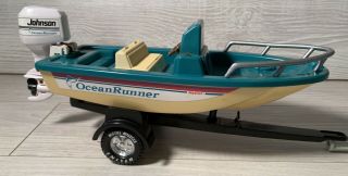 Vintage Nylint Ocean Runner Boat Outboard Johnson 225 Motor W/trailer No Res