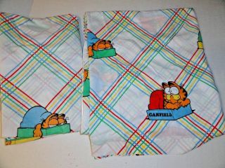 Vintage Garfield Cat Twin Sheets Flat Fitted Color