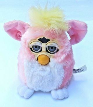 Furby Baby Vintage 1999 Pink Yellow W/ Blue Eyes -