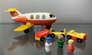 Vintage 1980 Fisher Price Little People Jet Airplane And Accessories