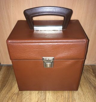 Vintage Retro Record Storage Carry Case Box Vinyl Album 7 " Single Brown Pos