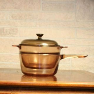 VTG Corning Ware Vision Amber double boiler with 1.  5 L saucepan made in France 3