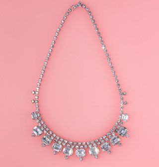Vintage Crystal Rhinestone Choker Necklace Bridal