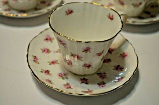 VTG 10 Piece Royal Albert Pin Roses Bone China Tea Set Tea Cups & Saucers 3