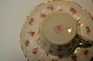VTG 10 Piece Royal Albert Pin Roses Bone China Tea Set Tea Cups & Saucers 5