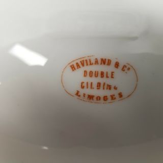 Vintage Haviland & Co Double Gildino Limoges France China Oval Covered Dish Bowl 6