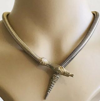 Vintage Gilt Metal Snake Costume Collar Necklace