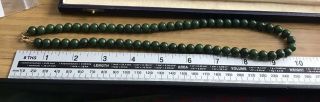 VINTAGE REAL DEEP GREEN CHINESE JADE BEAD NECKLACE 4