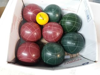 Vintage Bocce 8 Ball Set With Etched Patterns Complete Set