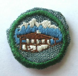 Vintage 1938 - 1947 Girl Scout Wide World Badge Neighbors Chalet Ski Lodge Patch