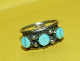 Vtg Native Navajo Old Pawn Southwestern Sterling Silver & Turquoise Ring Size 6