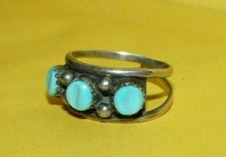 VTG NATIVE NAVAJO OLD PAWN SOUTHWESTERN STERLING SILVER & TURQUOISE RING SIZE 6 3
