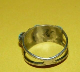 VTG NATIVE NAVAJO OLD PAWN SOUTHWESTERN STERLING SILVER & TURQUOISE RING SIZE 6 4