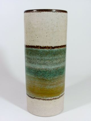 Strehla Cylinder Ceramic Vase German Art Pottery Modernist 1960/70s Vintage
