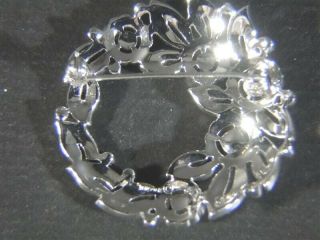 Vintage TRIFARI Crown Mark Rhinestone Silver Tone BROOCH Pin Clip Earrings 3