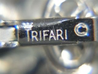 Vintage TRIFARI Crown Mark Rhinestone Silver Tone BROOCH Pin Clip Earrings 7