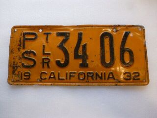 Vintage Yellow And Black California 1932 License Plate 14 "