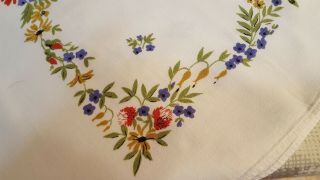 Vintage tablecloth,  heavy cotton,  multi - color floral clusters, 2