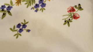 Vintage tablecloth,  heavy cotton,  multi - color floral clusters, 5