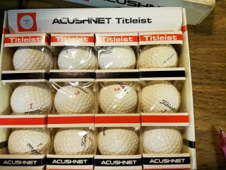 Vintage Box Of 12 Titleist Acushnet Dt Pro Golf Balls 1,  2,  3