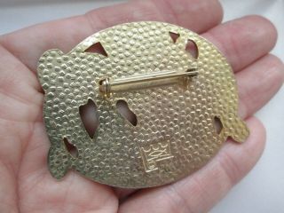 Vintage Signed Fish Gorgeous Gold Cloisonne Enamel Snowdrop Flower Brooch Pin 4