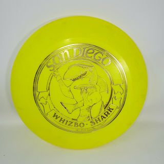 Vintage Whizbo Shark Frisbee San Diego California Dynamic Disc Floater Neon