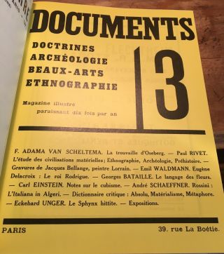Documents Volume 1 1929 Anthology Hardcover JMP Paris 1991 5
