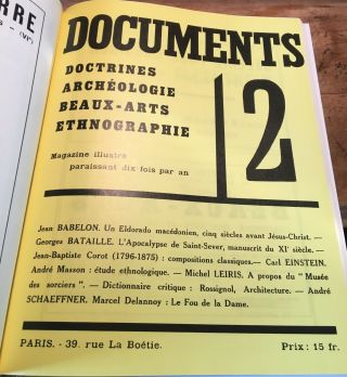 Documents Volume 1 1929 Anthology Hardcover JMP Paris 1991 6